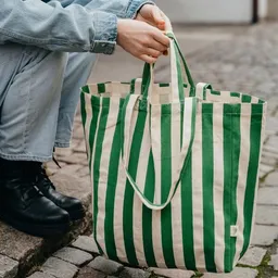 OMOM OMOM Einkaufstasche Strandtasche Tragetasche aus Bio-Baumwolle gestreift – Produktbild 1 von 1