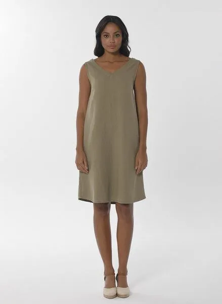 ORGANICATION ORGANICATION Kleid aus Bio-Baumwolle und Leinen, Grün(olive), – Produktbild 1 von 4