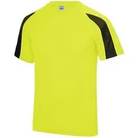 Just Cool Just Cool Contrast Cool T-Shirt Recyceltes Polyester Atmungsaktiv Vegan, Neongelb/schwarz, – Produktbild 1 von 1