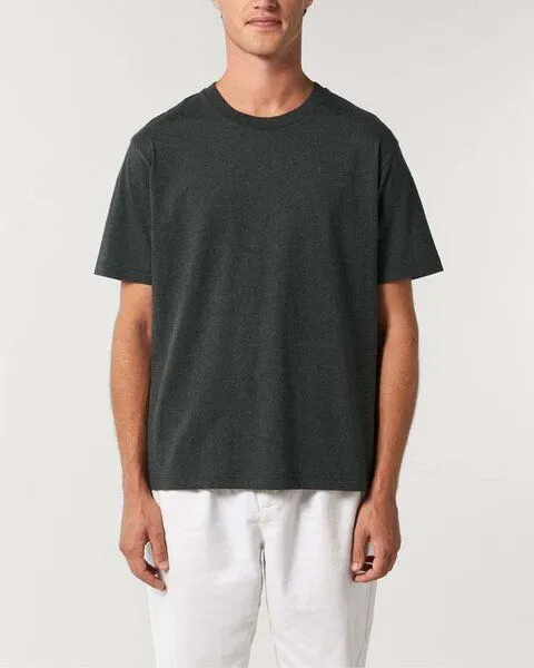 YTWOO YTWOO Unisex T-Shirt mit lässigem Schnitt für Sie und Ihn aus Bio-Baumwolle, Dunkelgrau meliert, – Produktbild 4 von 4