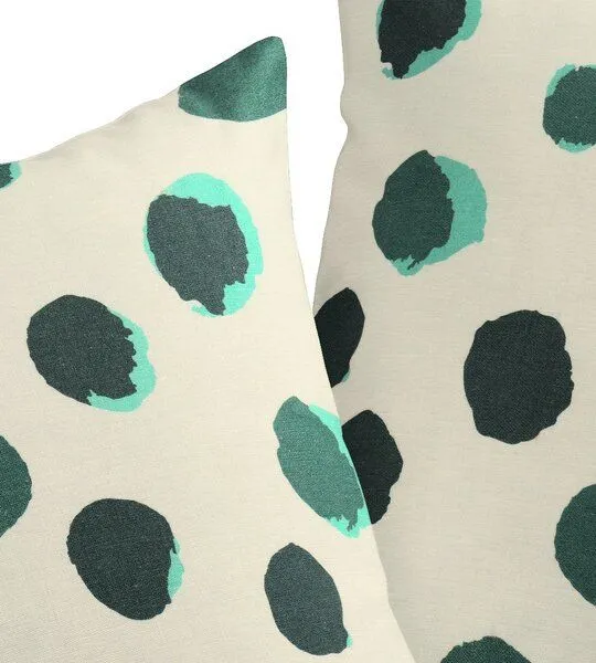 Nature by Adam Nature by Adam Kissenhülle aus Leinen und Bio-Baumwolle - Made in Germany - Dots, Grün, – Produktbild 2 von 4