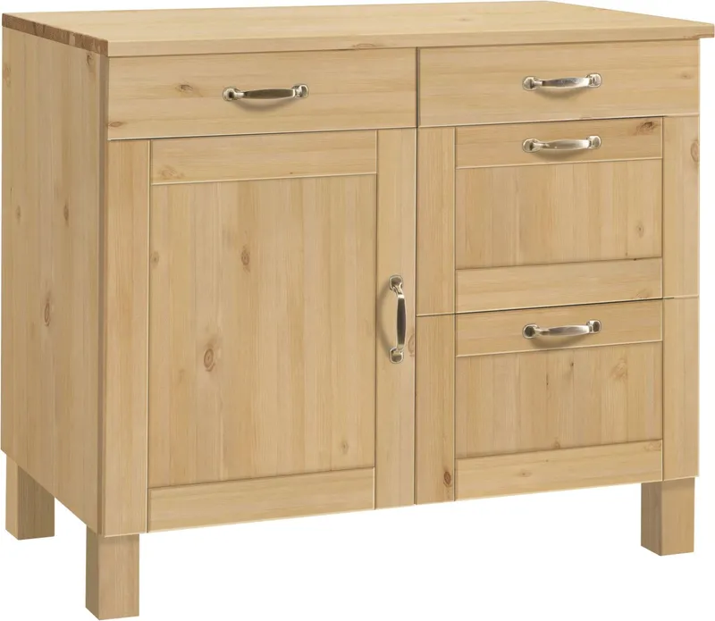 Home affaire Unterschrank Alby Breite 100 cm, 1 Tür, 4 Schubladen, Beige, – Produktbild 2 von 5