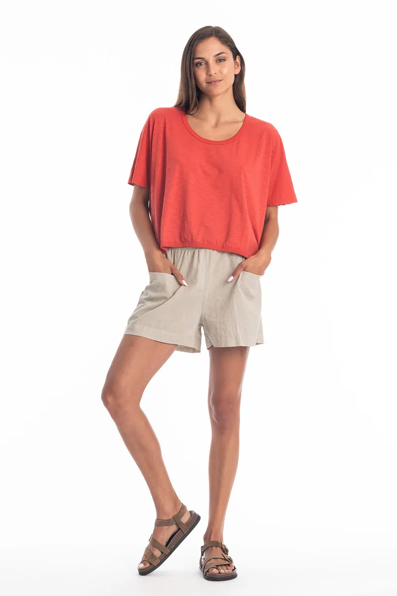 RAVENS VIEW IBIZA RAVENS VIEW IBIZA Damen vegan Top Square Fliese Rot, Rot, – Produktbild 1 von 2