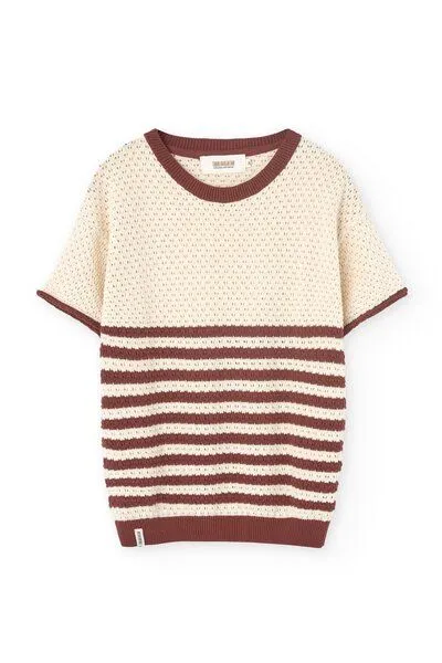 TIRALAHILACHA TIRALAHILACHA Hadara Short Sleeve Knitted Top, Rot, – Produktbild 4 von 4