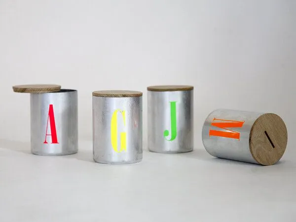 werkvoll by Lena Peter werkvoll by Lena Peter Upcycling Dose FIRE silber NEON - recycelte Feuerlöscher, Neon-orange, – Produktbild 3 von 4