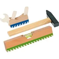 Goki goki Kinder Werkzeug aus Holz 3er-Set, bunt lackiert Wasserwaage, Holzhammer, Multiwerkzeug – Produktbild 1 von 1
