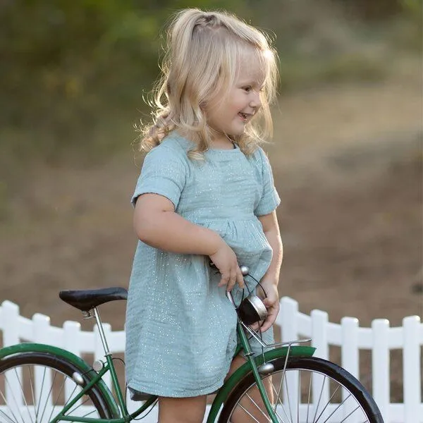 OrganicEra OrganicEra Kurzärmeliges Bio-Musselin-Kleid mit Glitzer – Produktbild 2 von 4
