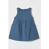 OrganicEra OrganicEra Bio Musselin ärmelloses Kleid mit Tasche, Indigo, – Produktbild 1 von 1
