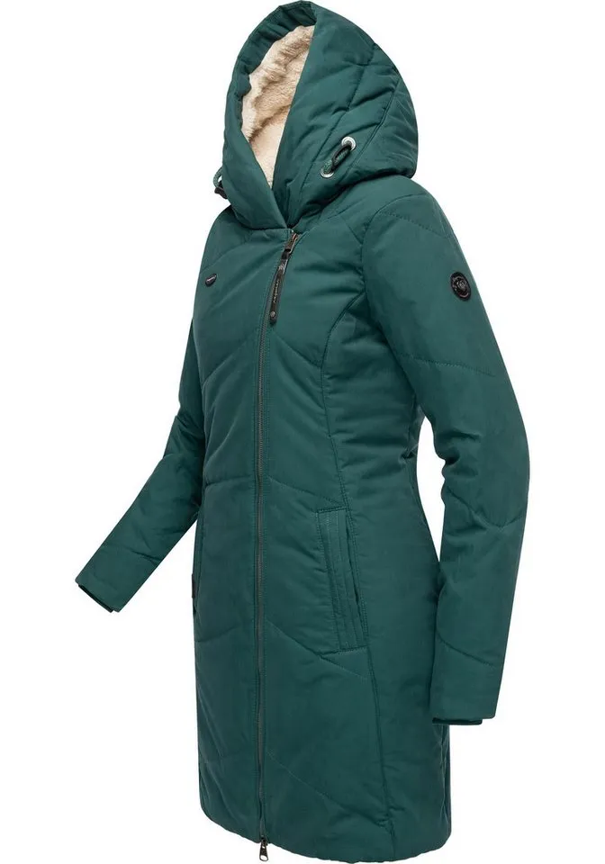 ragwear ragwear Wintermantel Gordon Long gesteppter Winterparka mit asymmetrischem Kragen, Grün, – Produktbild 3 von 4