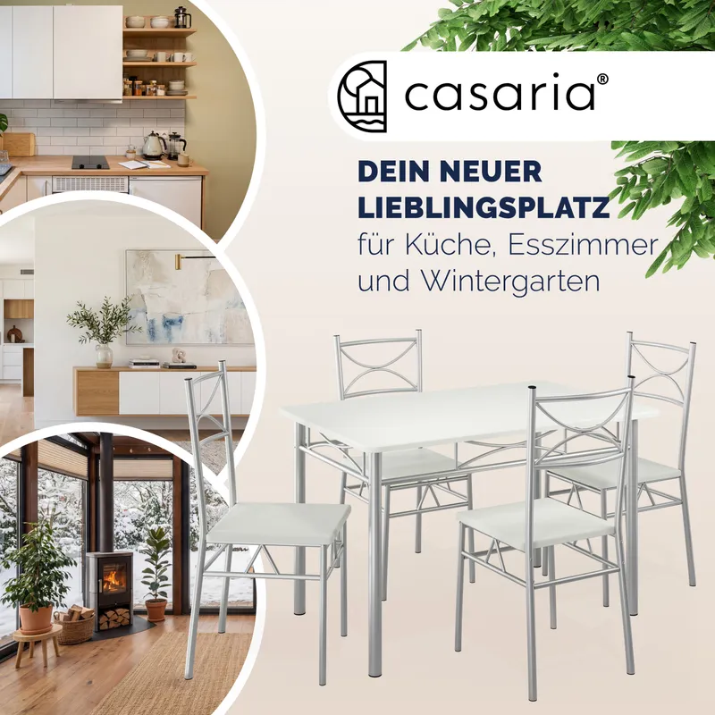 Casaria® Sitzgruppe Paul 5-tlg Samtweiß, Weiß, – Produktbild 2 von 2