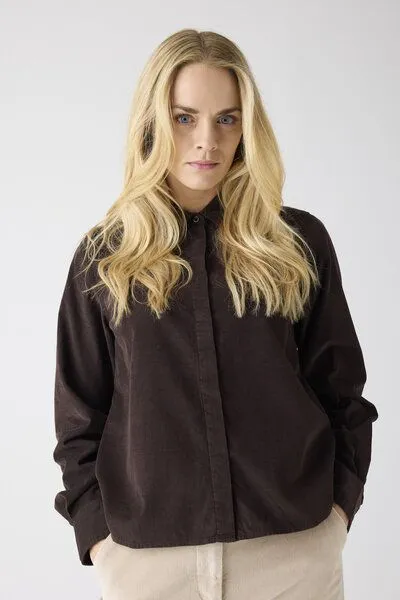 KnowledgeCotton Apparel KnowledgeCotton Apparel Langarm-Hemd Corduroy, Chocolate torte, – Produktbild 3 von 4