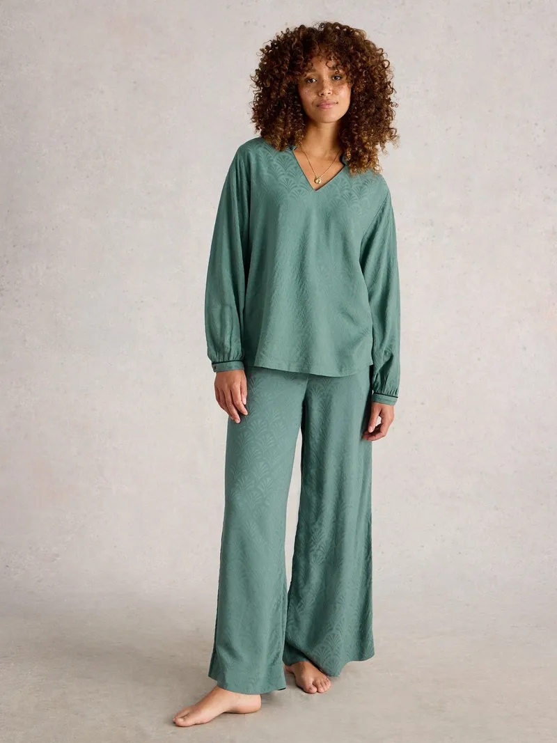 White Stuff White Stuff Pyjamatop Celia, Dunkelgrün, – Produktbild 2 von 4