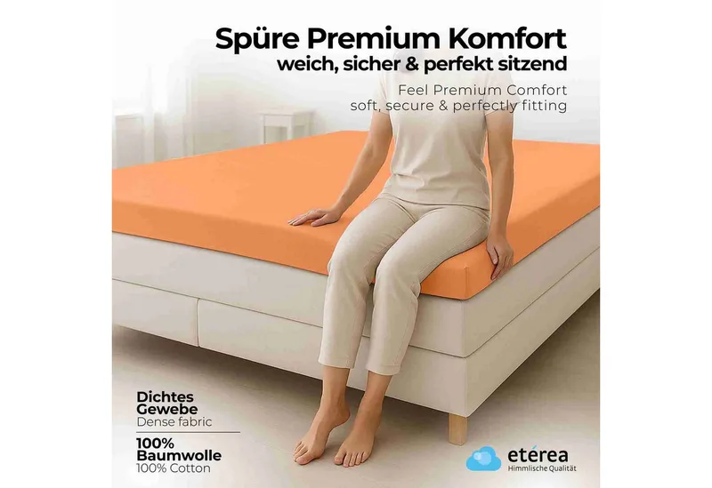 etérea Himmlische Qualität Spannbettlaken etérea Comfort Jersey Topper Spannbettlaken, Jersey, Gummizug: rundum, (1 Stück), Gelb, – Produktbild 2 von 5