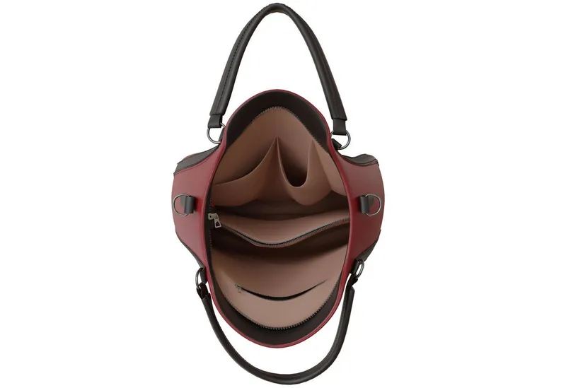 KMISSO Umhängetasche Damen Vegane Shopper Tasche Hobo Bag Umhänge Tasche Veganes Leder 3067 (1-tlg), im eleganten Look, Rot, – Produktbild 4 von 4