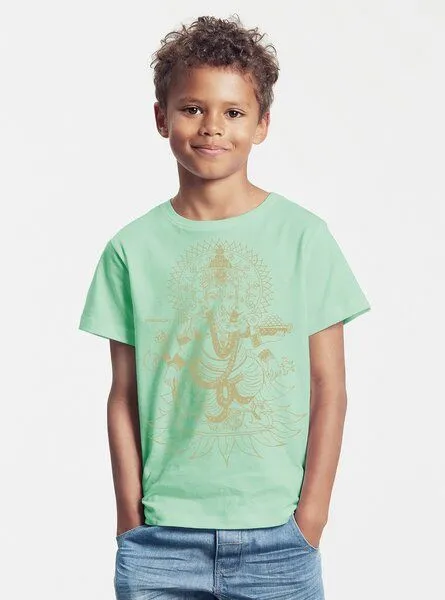 Peaces.bio - handbedruckte Biomode Peaces.bio - handbedruckte Biomode Bio-Kinder T-Shirt Ganesha, Mint, – Produktbild 2 von 2