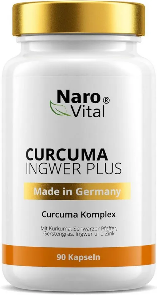 NaroVital Curcuma Ingwer Plus mit Kurkuma Extrakt, Piperin, Curcumin - 90 vegane Kapseln, 90 St. – Produktbild 2 von 5