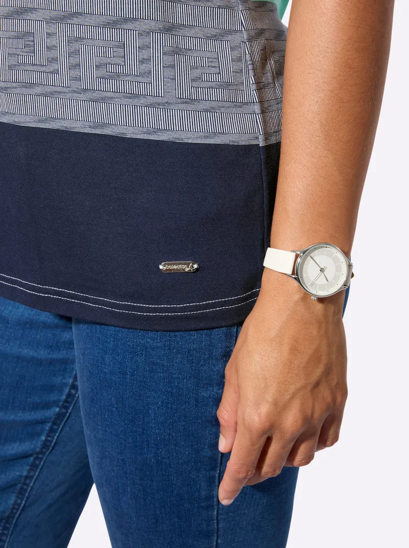 Witt Kurzarmshirt blaugrün-marine-bedruckt, Blaugrün-marine-bedruckt, – Produktbild 2 von 2