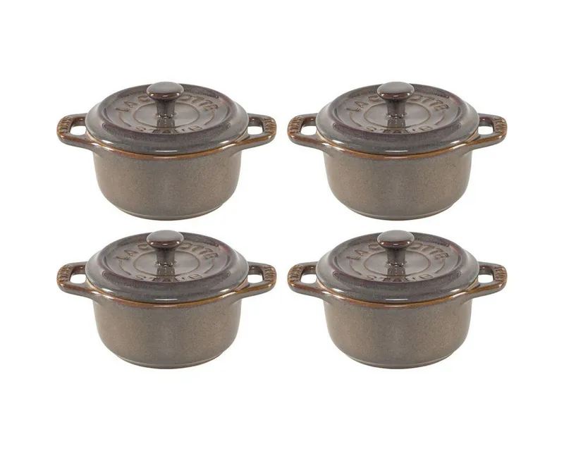 Staub Staub Auflaufform Mini Cocotte Set 4-tlg. rund, Keramik, antik-grau, Keramik, Grau, – Produktbild 1 von 1