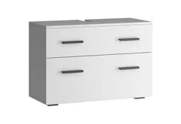 welltime Waschbeckenunterschrank Skara mit Klappe und Schubkasten, schwarze Griffe, Breite 80 cm, Höhe 55 cm – Produktbild 1 von 1