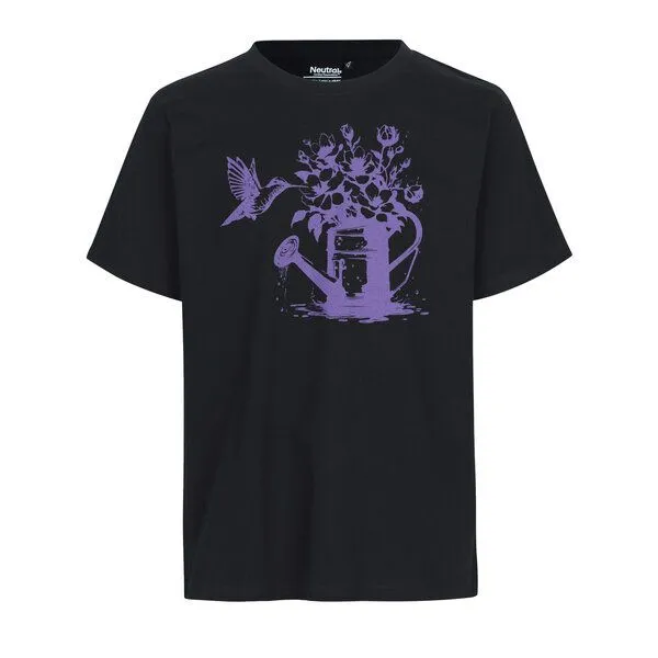HANDGEDRUCKT HANDGEDRUCKT "Gartenfreude" Unisex T-Shirt Neutral, Dusty purple, – Produktbild 1 von 1