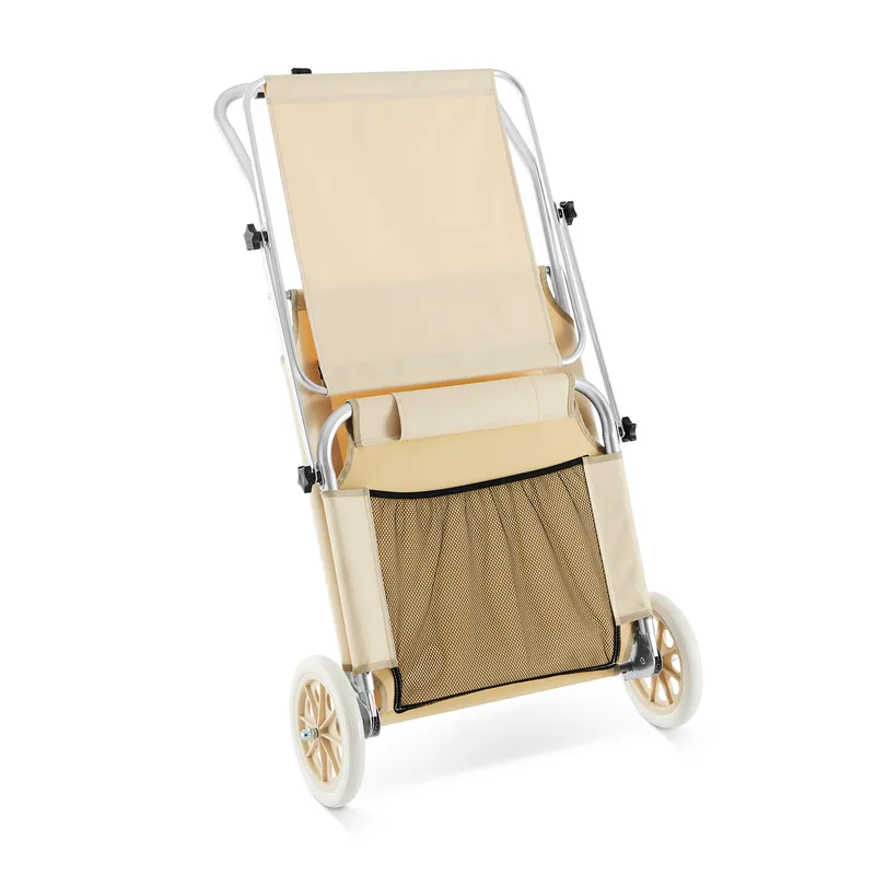Casaria® Gartenliege Kreta Beige Alu mit Rollen, Beige, – Produktbild 2 von 2
