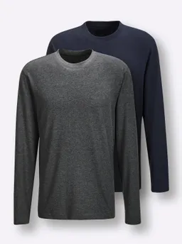 wäschepur men Schlafanzug-Shirt marine + anthrazit-meliert – Produktbild 1 von 1