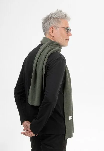MELA MELA Jacquard Strick Schal Style ASMEE aus 100% Bio-Baumwolle, Grün melange, – Produktbild 3 von 4