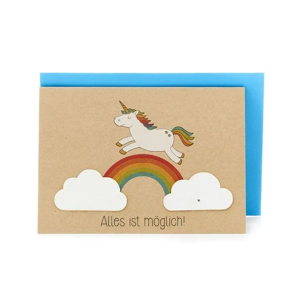 Die Stadtgärtner Die Stadtgärtner Einhorn & Regenbogen Karte mit Wildblumensamen – Produktbild 1 von 4