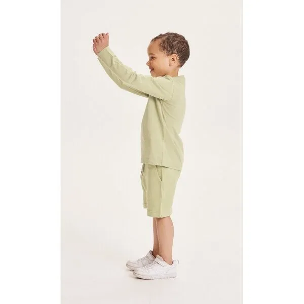 KnowledgeCotton Apparel KnowledgeCotton Apparel Kids Sweatshorts aus Bio-Baumwolle, Grün (swamp), – Produktbild 3 von 4