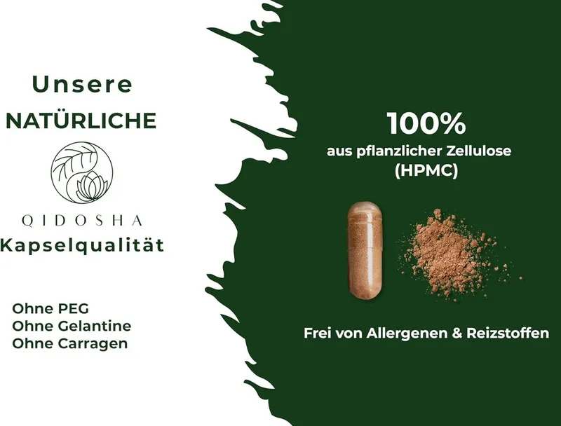 QIDOSHA Grüntee-Extrakt (entkoffeiniert) Kapseln, 1 er 180 St., 66.6 g, 98 % Polyphenole und 50 % EGCG – Produktbild 1 von 5
