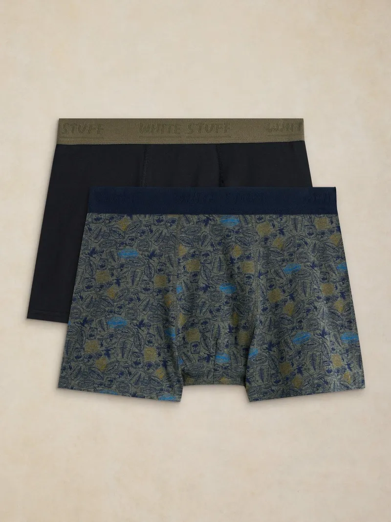 White Stuff Boxershorts Hove Doppelpack - L, Grau print, – Produktbild 2 von 4