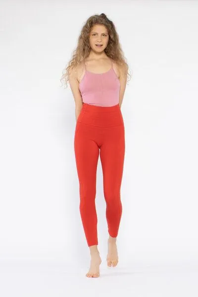 YOIQI YOIQI Yoga Leggings aus Bio-Baumwolle mit hohem Bund, Aura orange (orange), – Produktbild 1 von 4
