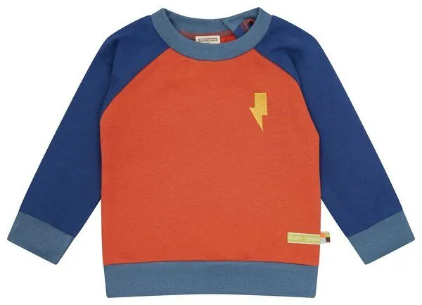 loud + proud loud + proud Babys & Kinder Sweatshirt Colorblock, GOTS-zertifiziert, Cinnamon/ultramarine(orange/blau), – Produktbild 1 von 2