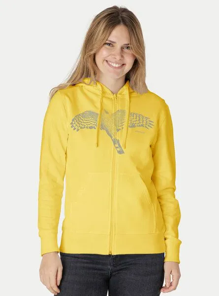 Peaces.bio - handbedruckte Biomode Peaces.bio - handbedruckte Biomode Bio Damen-Zip-Hoodie Sperber, Gelb, – Produktbild 3 von 3