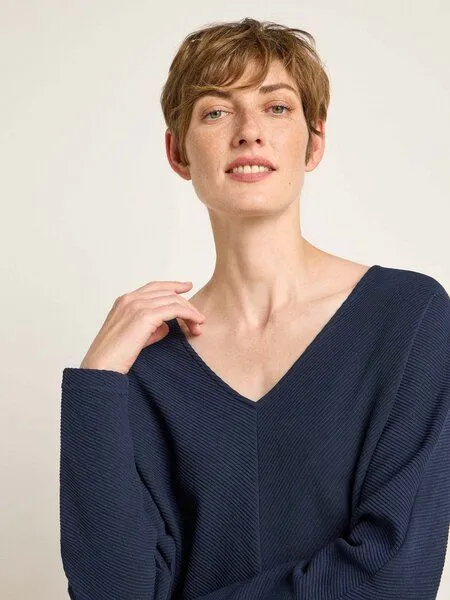 LANIUS LANIUS Shirt mit Struktur aus Bio-Baumwolle, Midnight, – Produktbild 3 von 4