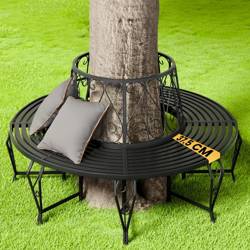 Casaria® Baumbank Bree Schwarz Metall Ø160cm, Schwarz, – Produktbild 2 von 2