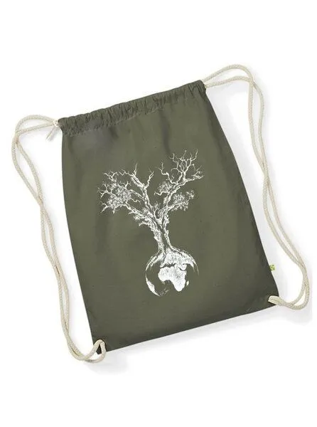 Life-Tree Life-Tree Stringbag aus Biobaumwolle Fairwear "Weltenbaum" für in Grün/Blau/Weiß/Rot, Grün, – Produktbild 1 von 1