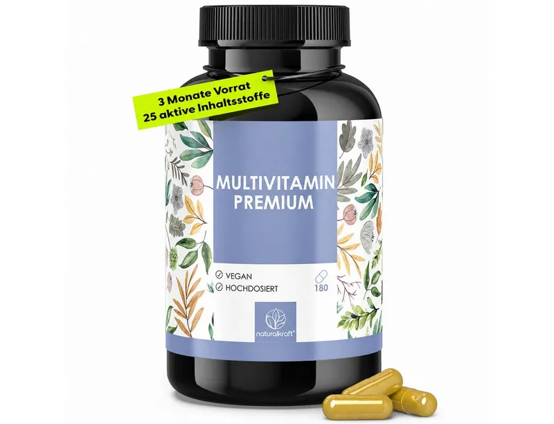Naturalkraft Multivitamin Premium - 180 vegane Kapseln - hochdosiert Kapseln, 122 g – Produktbild 2 von 5