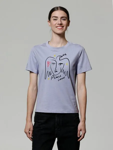 watapparel watapparel T-Shirt Frauen Peace Love, Lavender, – Produktbild 1 von 4
