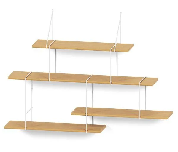 Hausen Hausen Wandregal Link shelf set 2 oak / white, Brown, – Produktbild 1 von 3