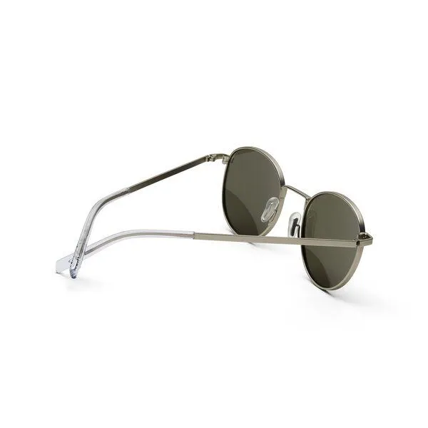 TAKE A SHOT TAKE A SHOT Runde Schmale Edelstahl Sonnenbrille für Damen und Herren - ARIN Kollektion, Silber (silber / grün), – Produktbild 2 von 4