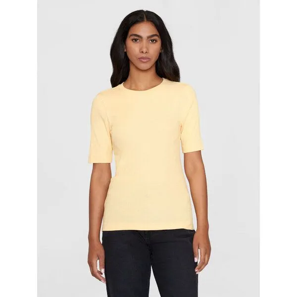 KnowledgeCotton Apparel KnowledgeCotton Apparel T-Shirt - Rib t-shirt - aus Bio-Baumwolle, Gelb (impala), – Produktbild 1 von 4