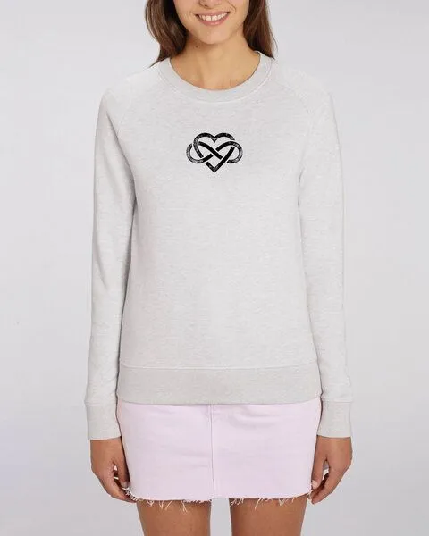 Human Family Human Family Bio Damen Rundhals Sweatshirt "Feel - Endless Love" - in 7 Farben, Hellgrau-meliert, – Produktbild 4 von 4
