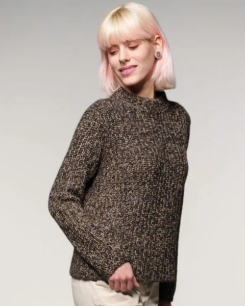 Alma & Lovis Alma & Lovis Aparter Strickpullover in edler Melange-Alpakawolle | Ripp Pullover, Rose, – Produktbild 3 von 4
