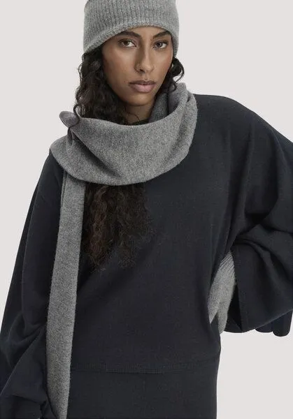 hessnatur hessnatur Strick Schal aus Bio-Merinowolle mit Cashmere, Grau, – Produktbild 4 von 4