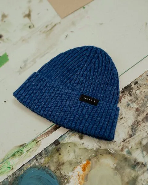 Rotholz Rotholz Klassische Mütze aus recyceltem Wollmix Ripp, Blau, – Produktbild 1 von 3