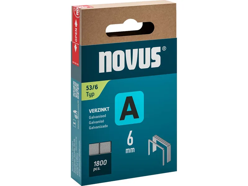 Novus Novus Feindrahtklammern A Typ 53/6 für Handtacker, 1.800 Stk. – Produktbild 1 von 1