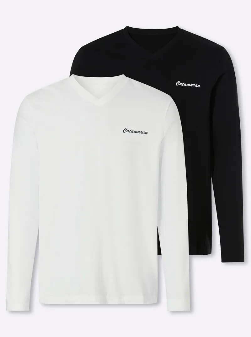Catamaran Langarmshirt schwarz + weiß, Schwarz + weiß, – Produktbild 1 von 3