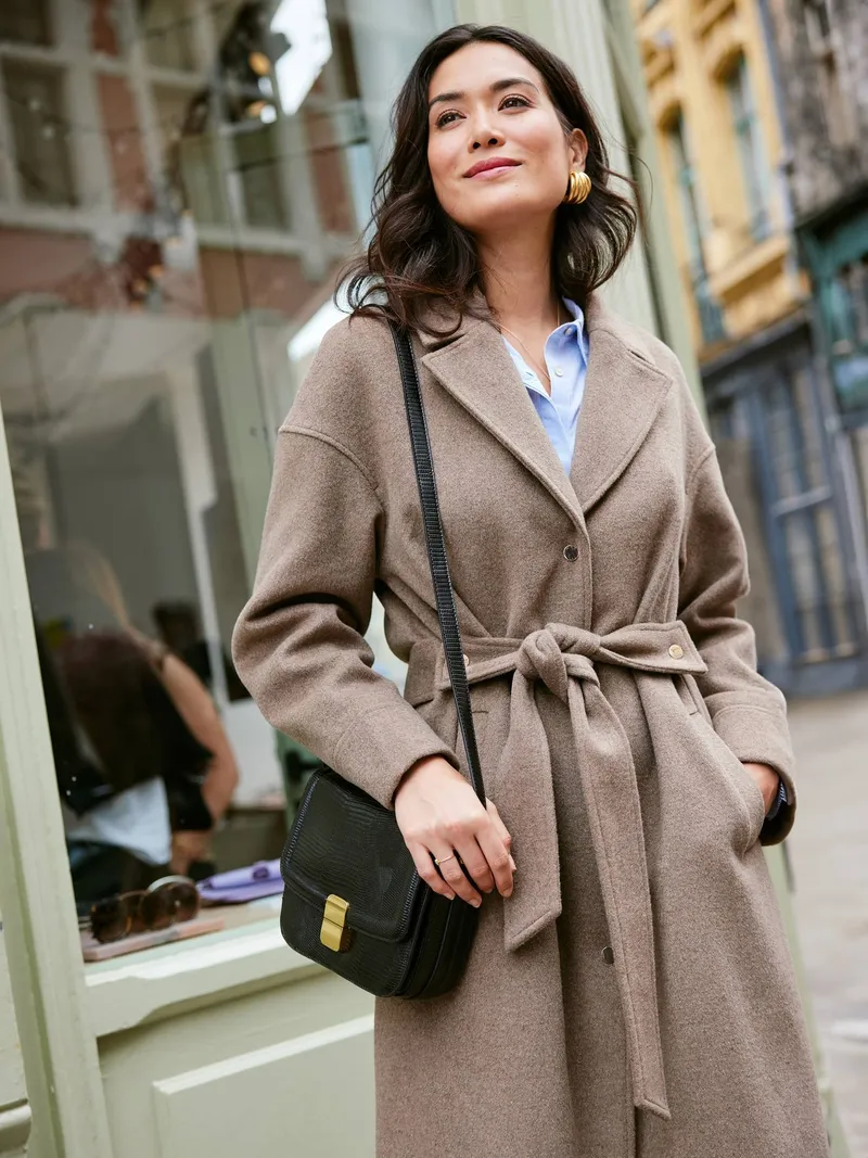 Envie De Fraise 2-in-1-Tragemantel aus Wollmix für Schwangerschaft und Stillzeit ENVIE DE FRAISE, Hellbraun, – Produktbild 2 von 4