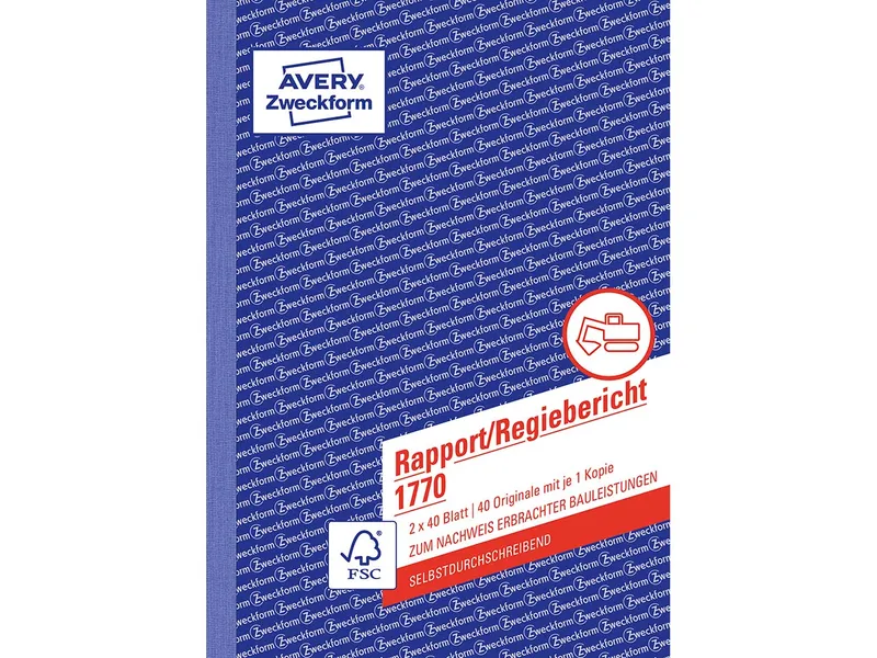 Avery Zweckform Avery Zweckform Formularbuch '1770' Rapport/Regiebericht ECF, DIN A5 – Produktbild 2 von 3